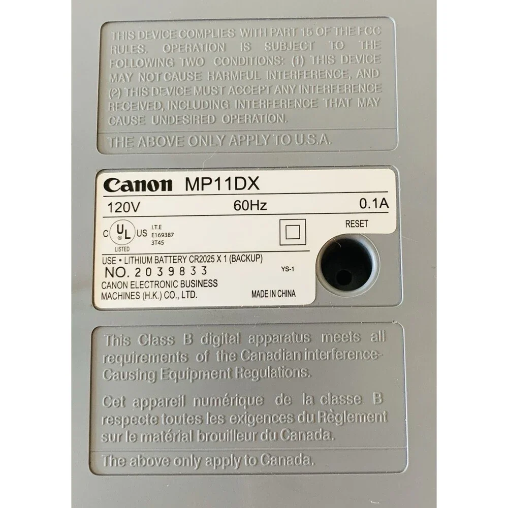 Canon MP11DX Printing Calculator Clock Adding Machine Two Color Working 1 Roll